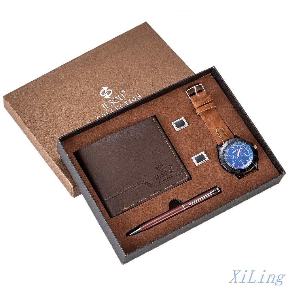 men wrist watch leather wallet gift set for boyfriend 礼品
