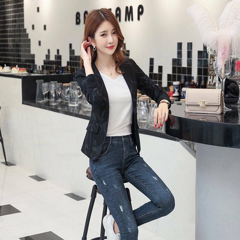 Printed small suit jacket female  spring and autumn new Korean version slim casual all-match fashion small suit jacket female