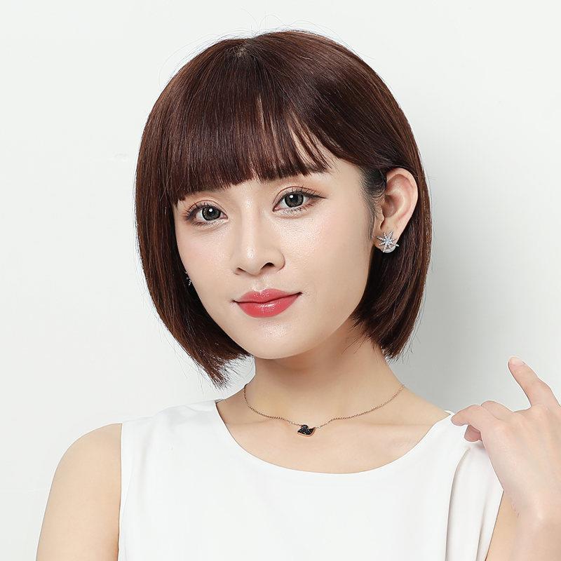 真发假发女短发波波bobo头圆脸自然逼真网红内扣短直发发型全头套