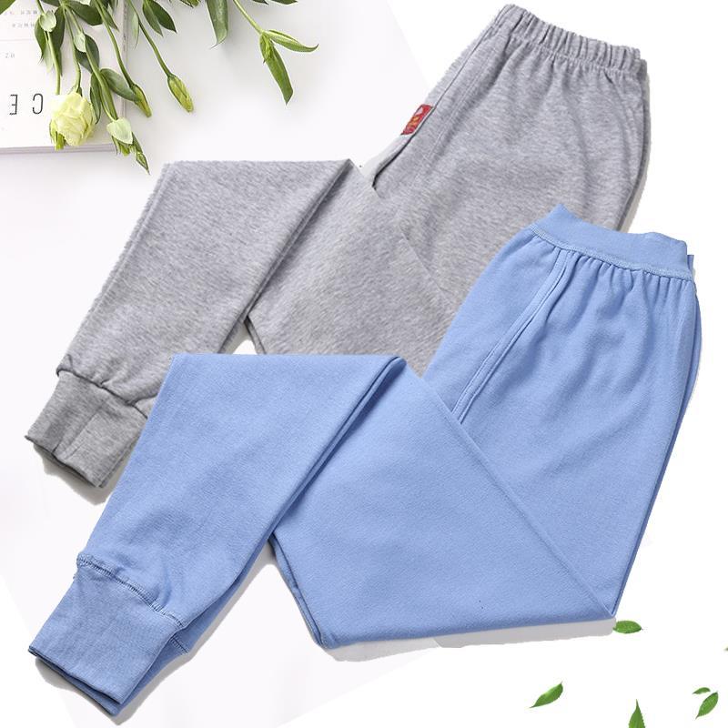 Middle-aged and elderly long johns men's pure cotton plus fat plus size loose cotton wool trousers one piece thin section bottoming warm underpants