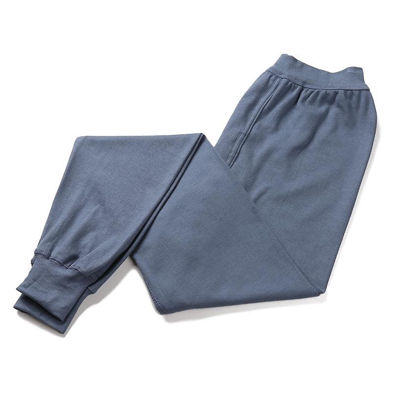 Middle-aged and elderly long johns men's pure cotton plus fat plus size loose cotton wool trousers one piece thin section bottoming warm underpants