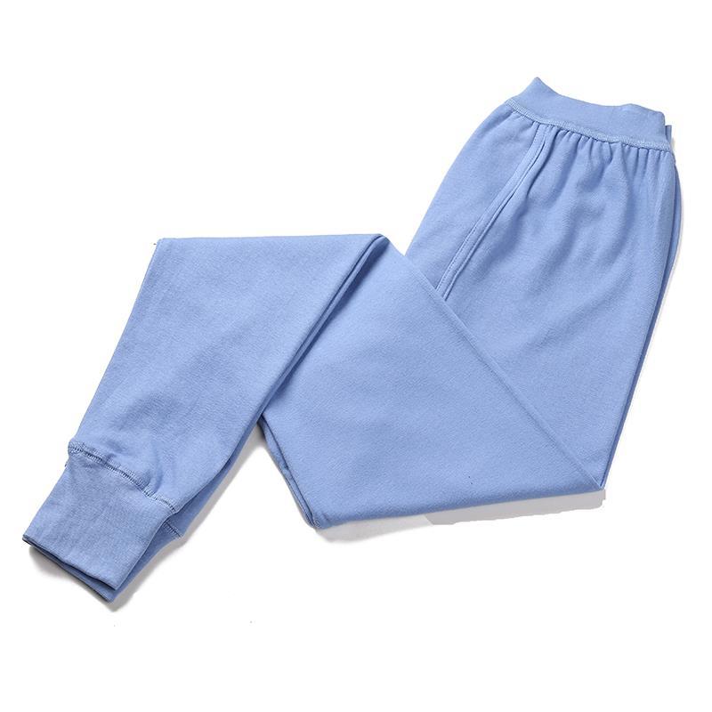 Middle-aged and elderly long johns men's pure cotton plus fat plus size loose cotton wool trousers one piece thin section bottoming warm underpants