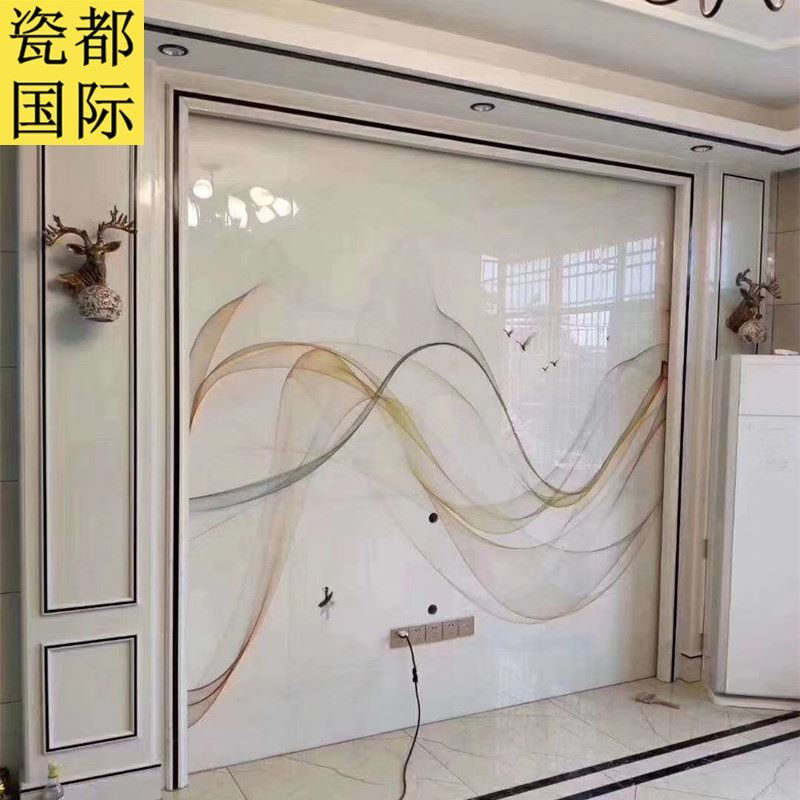 瓷都现代简约微晶石电视背景墙瓷砖客厅欧式石材大理石罗马柱瓷砖