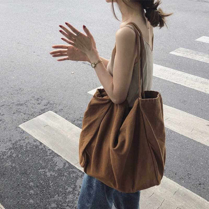 慵懶風布包文藝帆布包女小清新百搭大容量包包純棉休閒原創女包