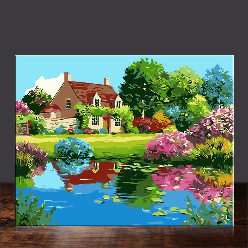 diy/数字油彩画风景手绘填色油画客厅卧室书房餐厅装饰画挂画包邮