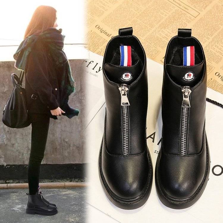 切尔西靴2021春秋季英伦风前拉链女靴粗跟舒适短靴保暖中筒靴单靴