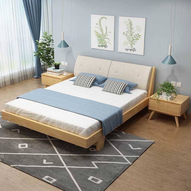 实木床双人床成人欧式软靠背现代简约公主出租屋单人床工厂直销