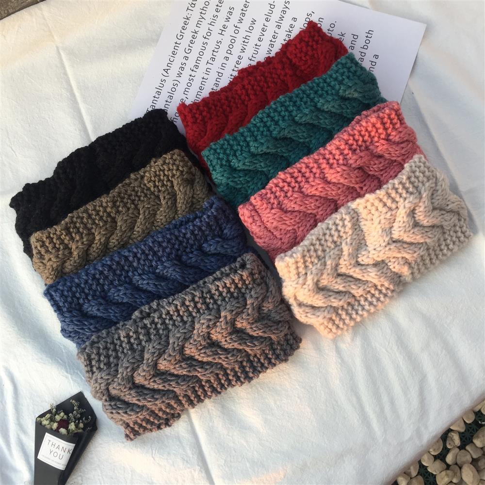 Fluttering Korean style net red knitted elastic headband women's all-match solid color wool headband simple ins headwear hair accessories