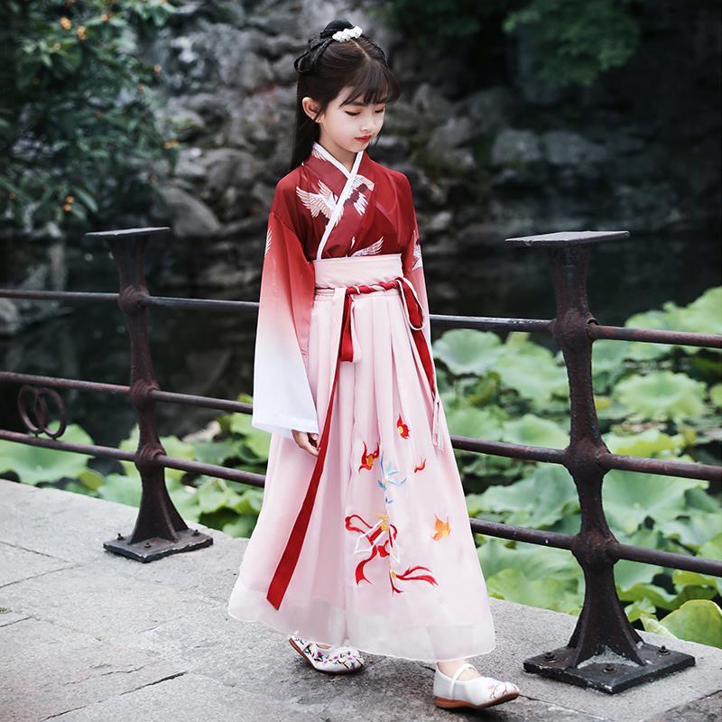 Girl's Hanfu super crane Chinese style children's ancient dress Ru skirt girl's ancient Tang style elegant performance Costume