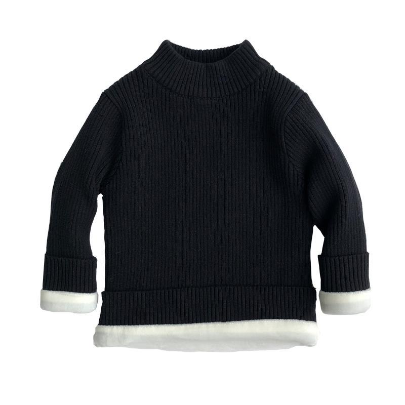 Girls' winter bottoming shirt half high collar Pullover knitted sweater boys and girls' autumn and winter Plush children's top