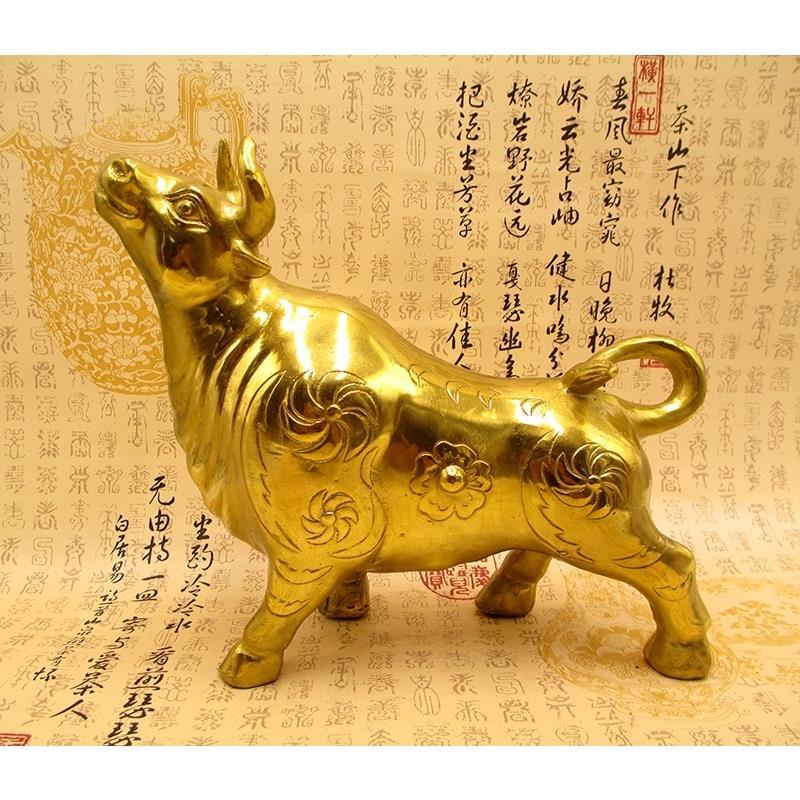 纯铜旺财牛摆件大号抬头如意牛气冲天工艺品居家办公
