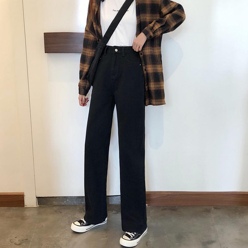 White pants show thin high waist jeans women's 2020 spring and Autumn New Korean loose floor wide leg pants straight pants