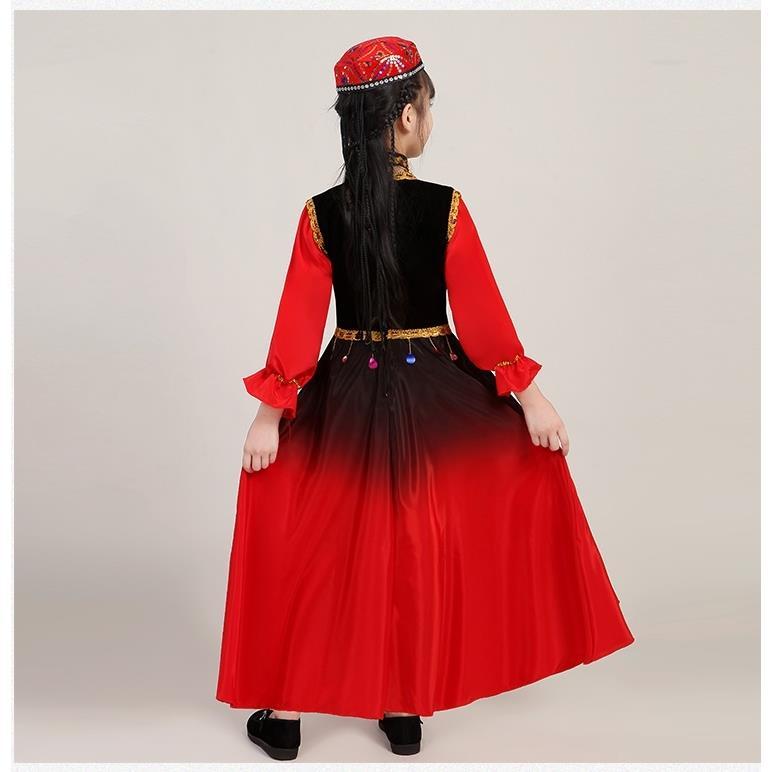 新款儿童舞蹈演出服装新疆舞蹈服装维族哈萨克族回族六一表演服女