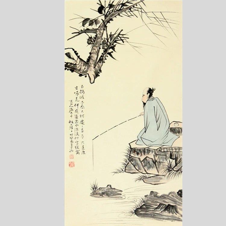 国画大师张大千人物山水画现代装饰书画手绘名家字画客厅书房挂画