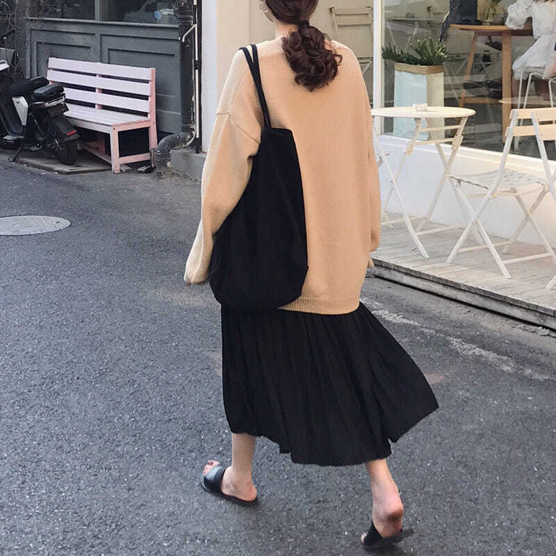 ins韓版休閒純色復古大容量購物袋簡約學生帆布袋單肩手提大包女