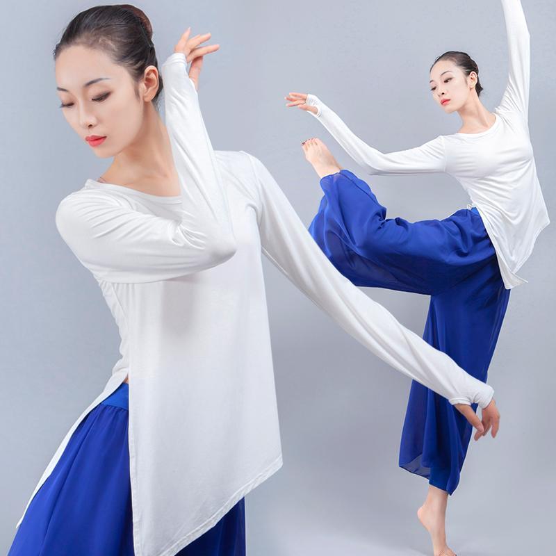 舞蹈练功服装女套装成人教师现代中国古典民族舞形体秋冬长袖上衣