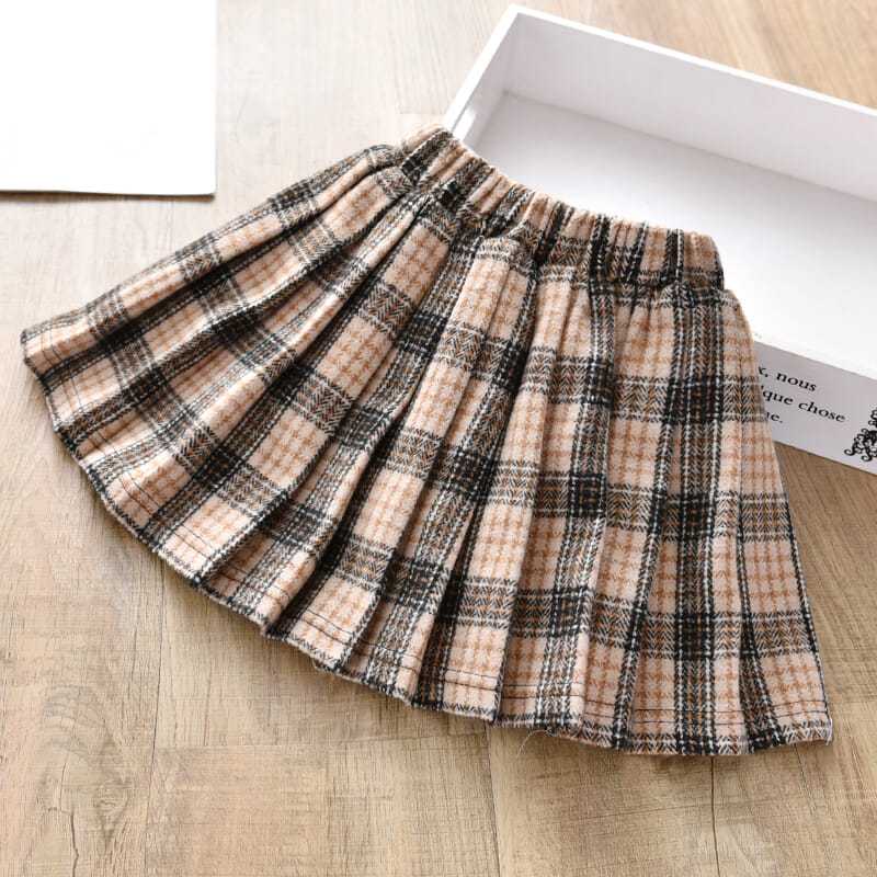Girl's skirt autumn and winter new Korean style little girl pleated princess skirt children's Plaid Skirt