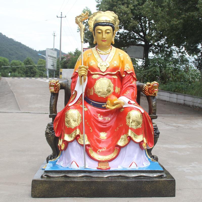 厂家直销树脂王母佛像 1米6老母佛像 寺庙贴金彩绘泰山老母神像