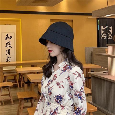 Net red style black retro Japanese bucket fisherman hat female autumn and winter Korean version tide sunscreen sunshade hat all-match face cover