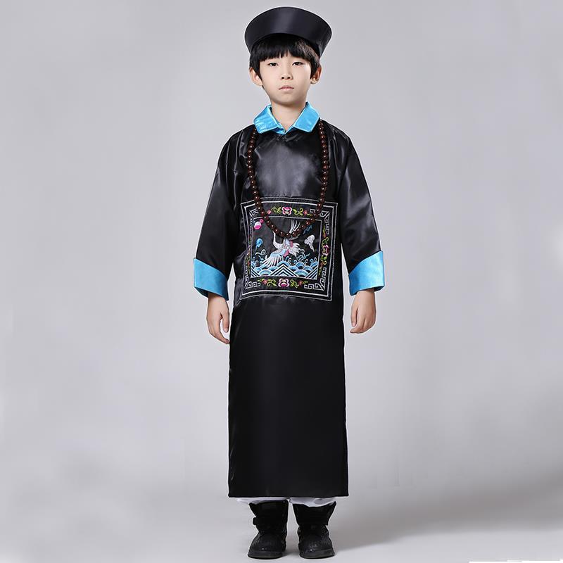 送帽子cosplay万圣节恐怖角色扮演清朝僵尸服装鬼衣男儿童款大臣