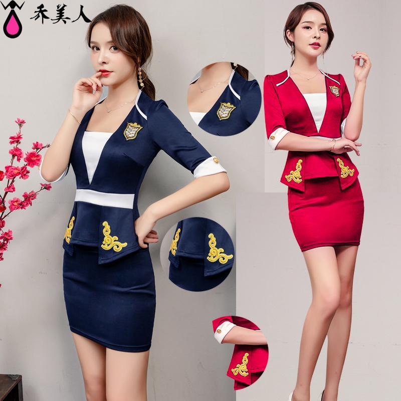 浴场技师工作服足疗服装女2019新款性感显瘦按摩技师工装足浴