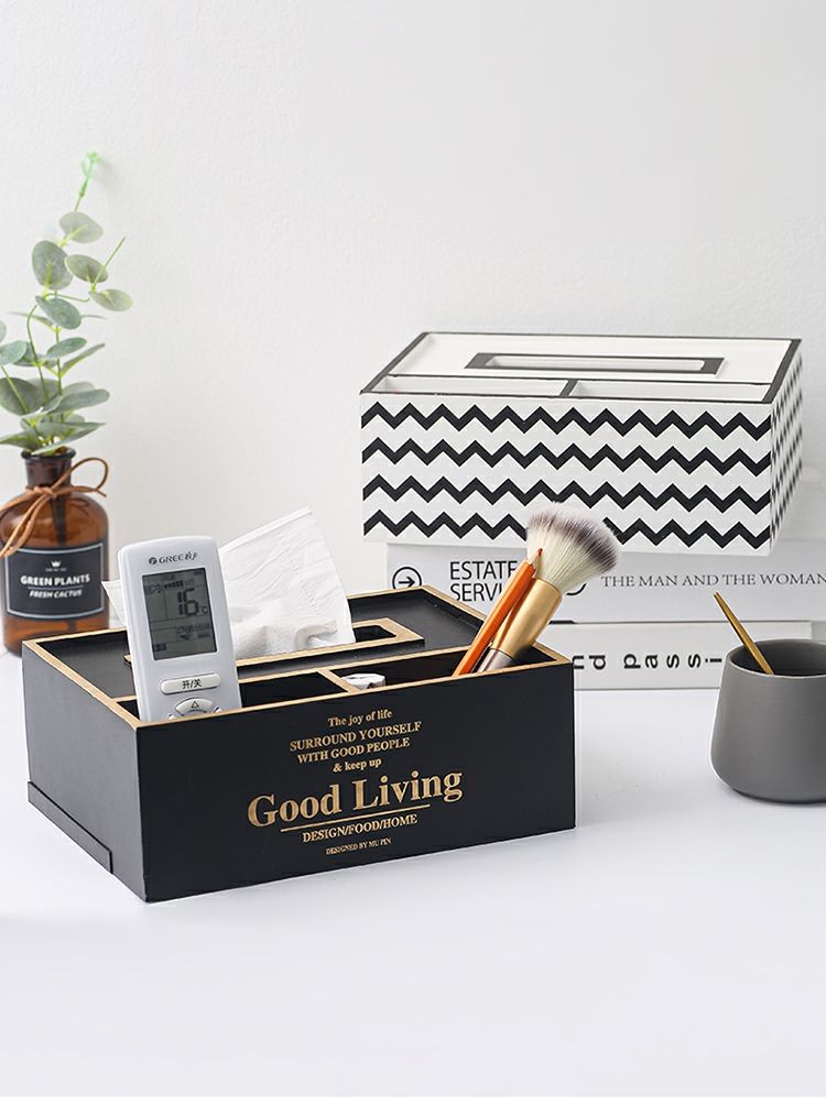 北歐ins輕奢風餐桌木質紙巾盒 現代簡約多功能創意客廳收納抽紙盒