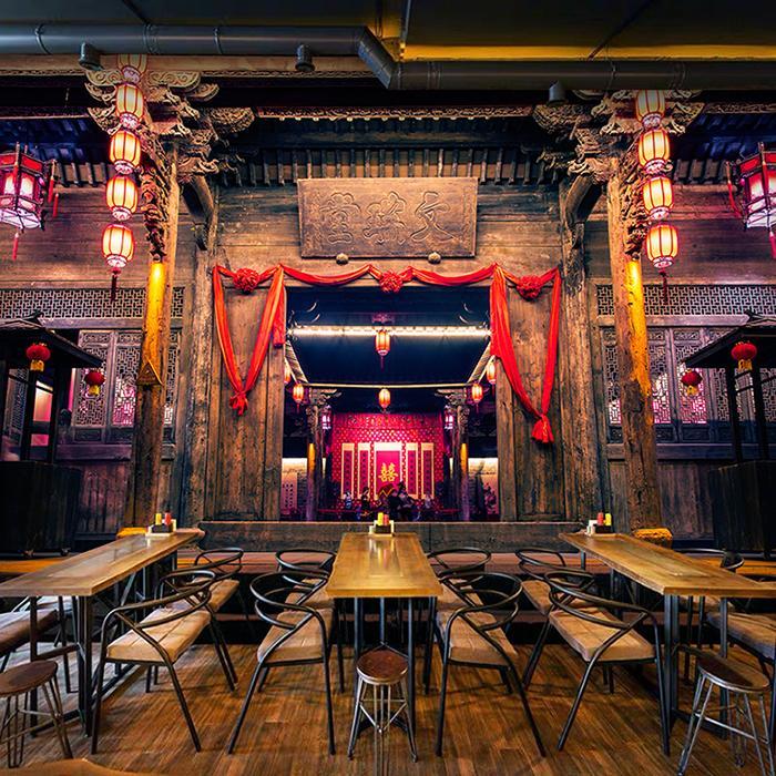 餐厅怀旧酒楼复古中式壁画墙纸火锅店