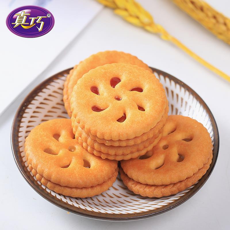 【超值特价】真巧果然美味果酱夹心水果饼干代餐儿童零食整箱批发