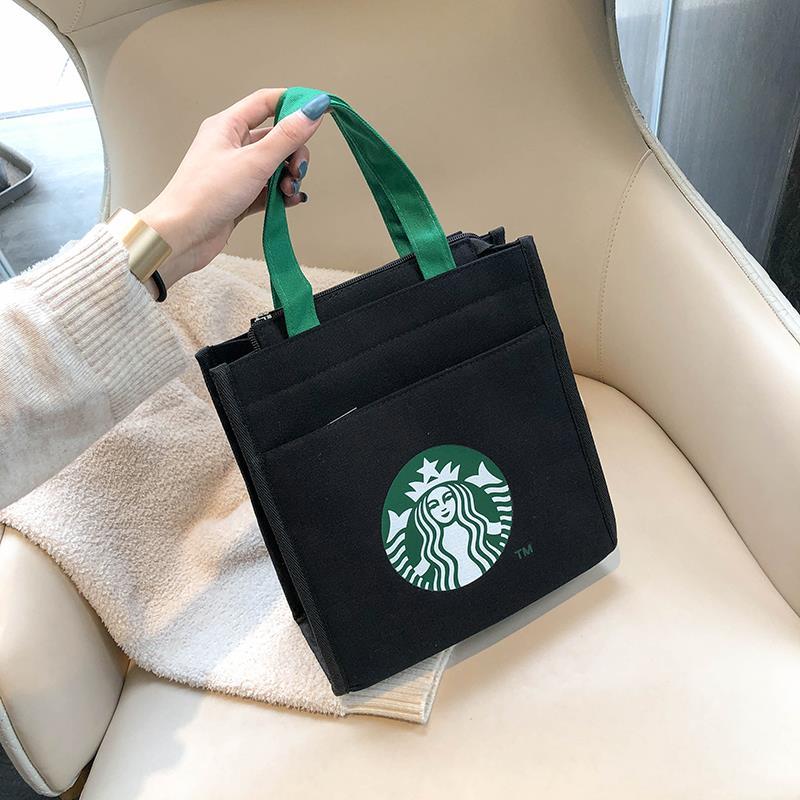 Casual bag women's fashion Starbucks printing large capacity tote bag leisure simple portable student supplementary shoulder bag