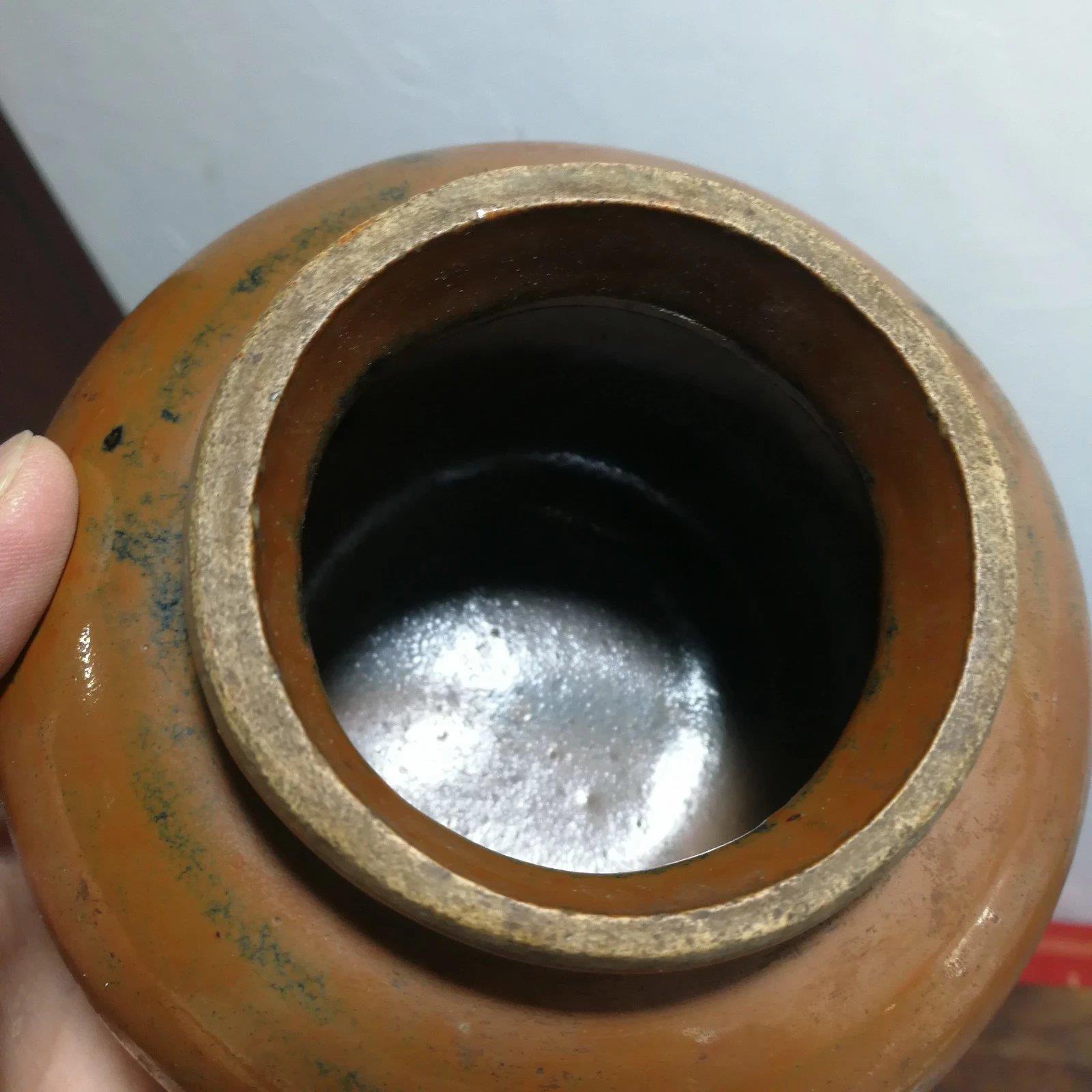 d6包老窑瓷清民时期酱釉窑变瓷罐口无釉完整釉水较好古董怀旧物