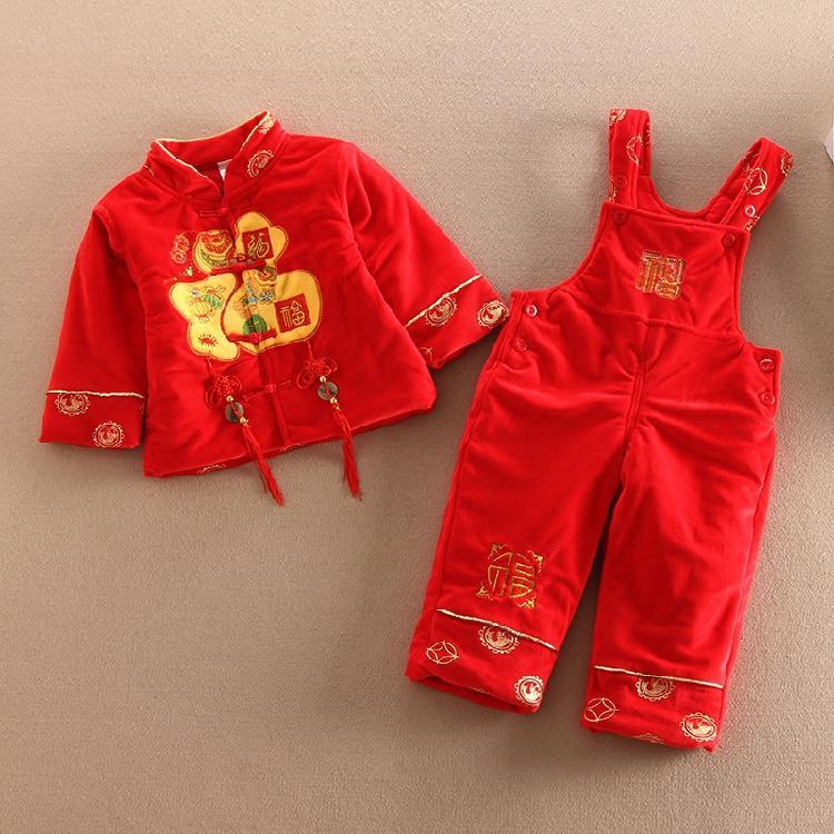 婴儿拜年服婴儿唐装男宝宝冬中国风儿童过年喜庆衣服加厚新年装