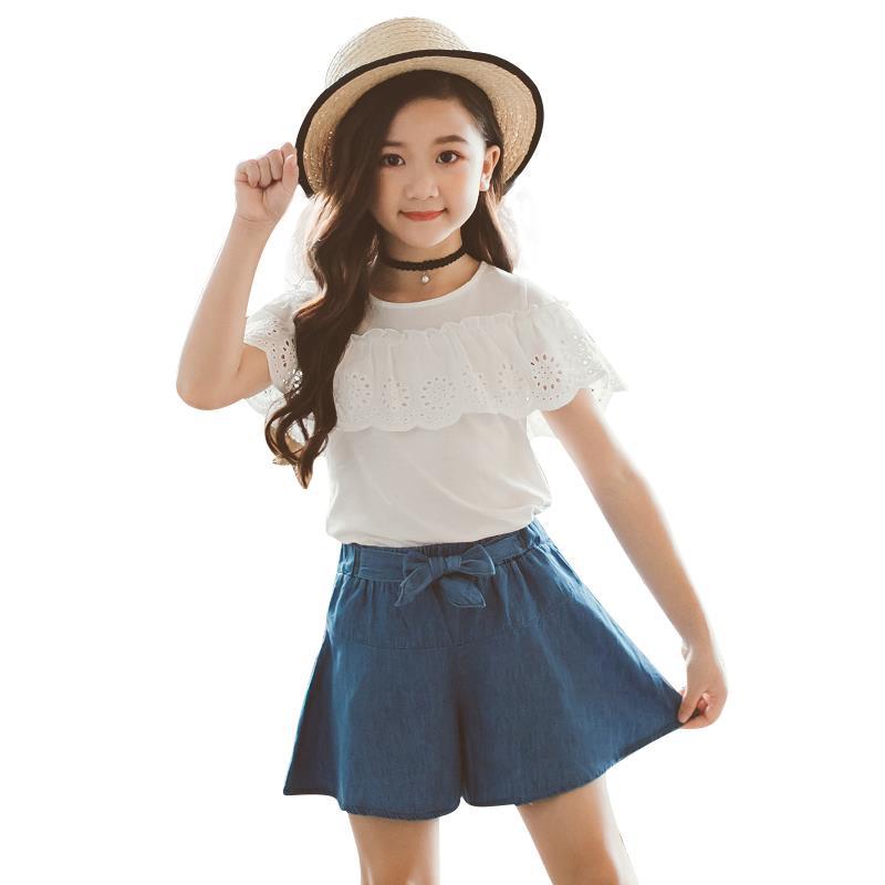 Girls' summer fashion jeans 2020 new suit children's fashion loose shorts skirt thin fashion clothes