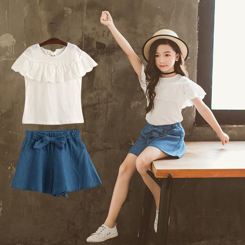 Girls' summer fashion jeans 2020 new suit children's fashion loose shorts skirt thin fashion clothes