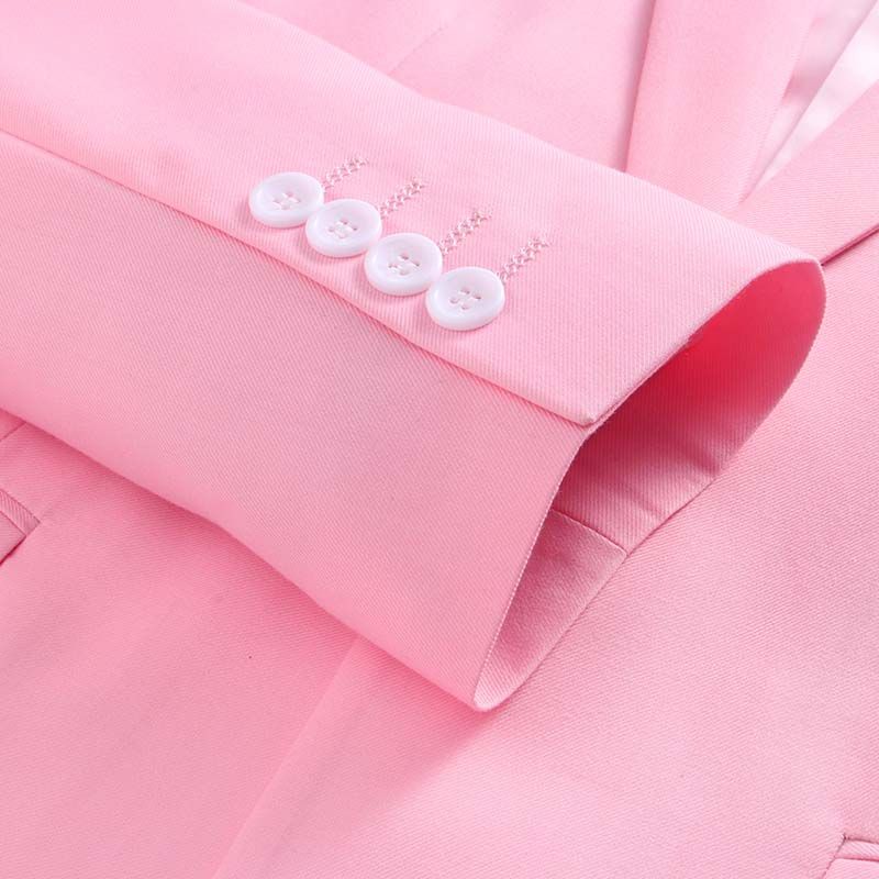 Korean pink suit men's slim double breasted British style youth trend casual and handsome Wedding Suit