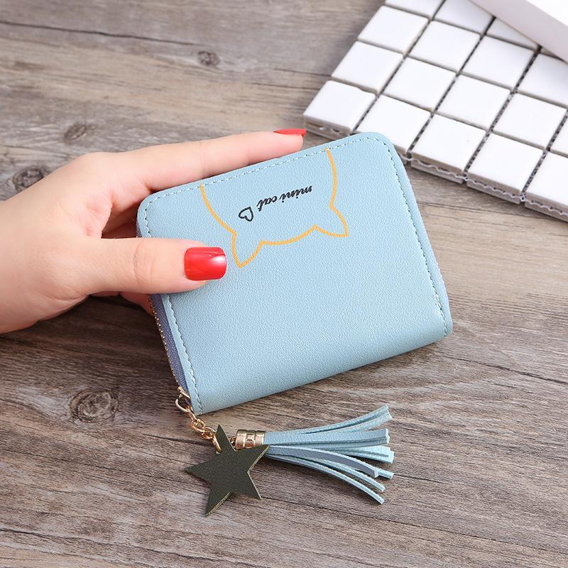 2020 new small purse women short zipper tassel new Korean Student Wallet Mini change bag female