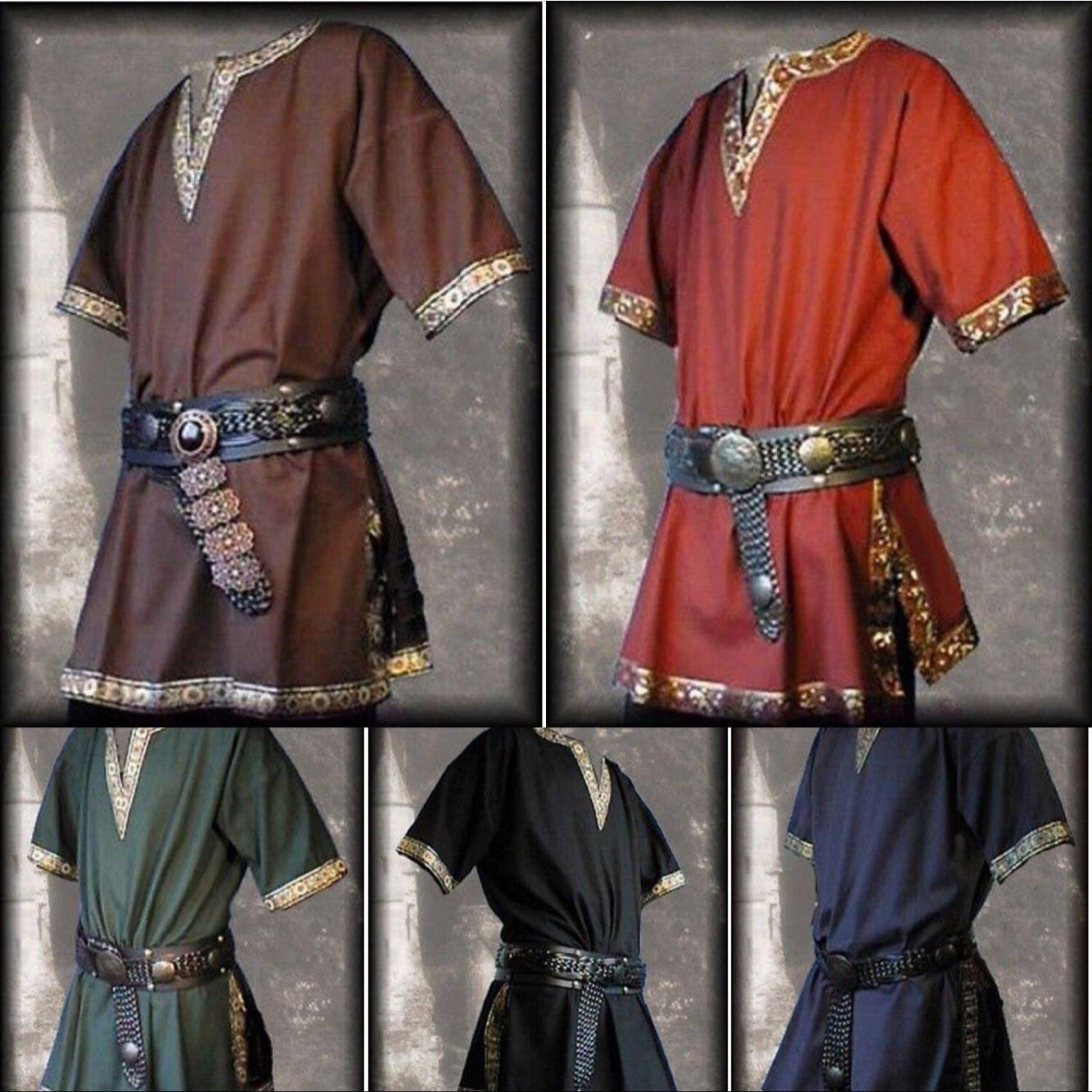 2020外贸欧美wish新款风衣短袖v领cos演出服中世纪服装上衣男衣服