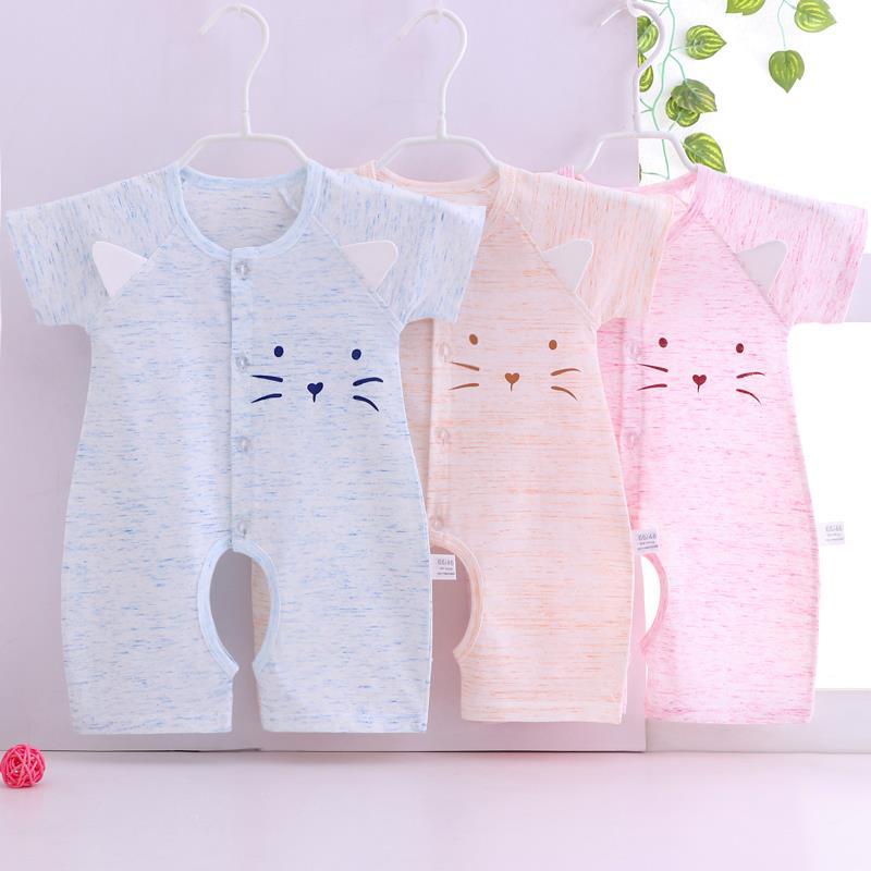 嬰兒短袖連體衣夏春季薄款純棉新生幼兒哈衣女爬服男寶寶衣服夏裝