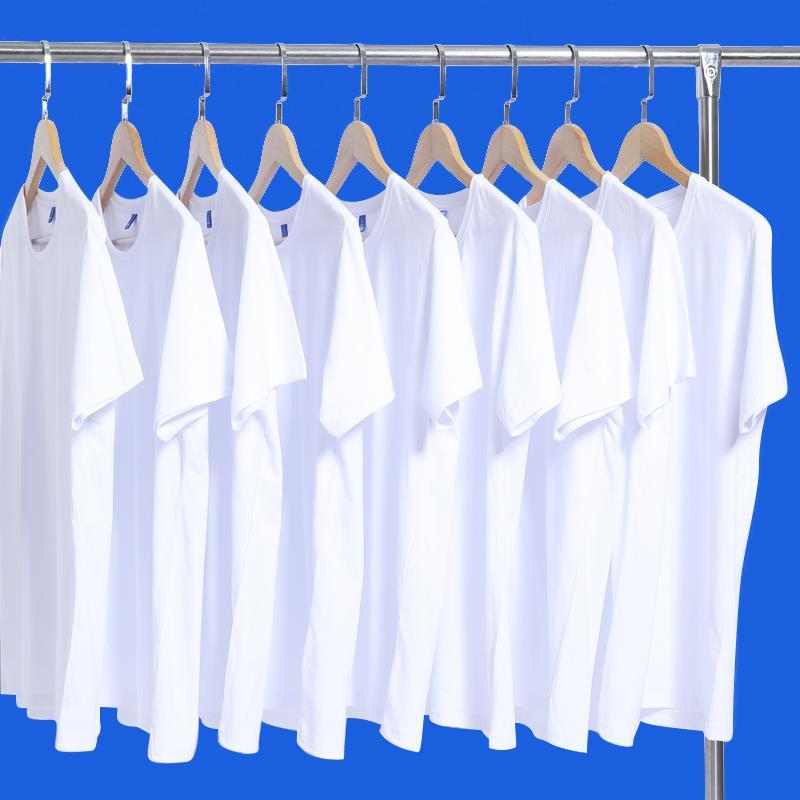 Loose Unisex White Short Sleeve men's T-shirt solid color half sleeve base shirt pure white T-shirt half sleeve T-shirt