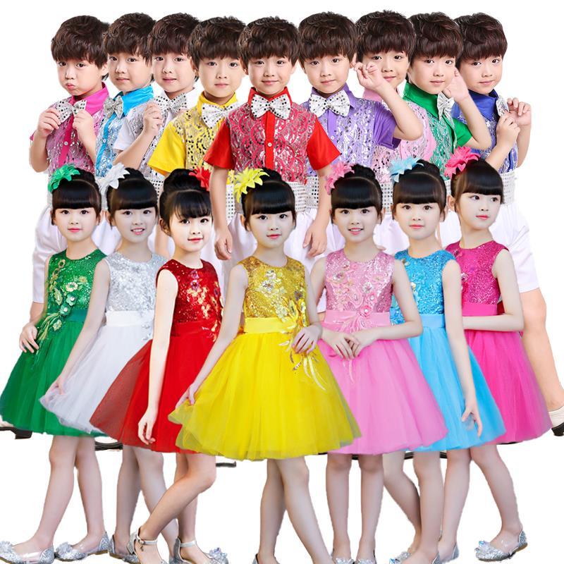 儿童蓬蓬公主裙小学生大合唱朗诵舞蹈表演服装六一幼儿舞蹈演出服