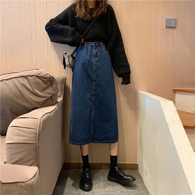New Retro Hong Kong Style denim skirt for spring and summer 2020
