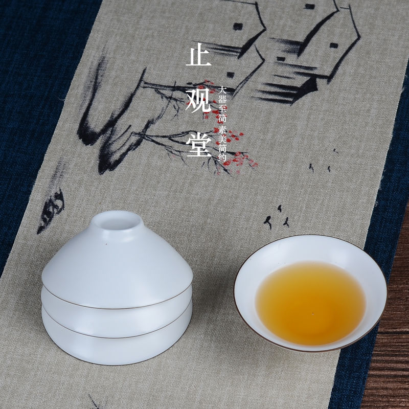 脂白斗笠杯单杯景德镇哑光陶瓷普洱茶盏功夫茶具品茗杯茶碗主人杯