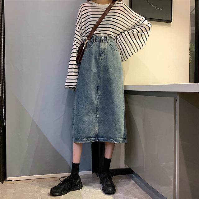 New Retro Hong Kong Style denim skirt for spring and summer 2020