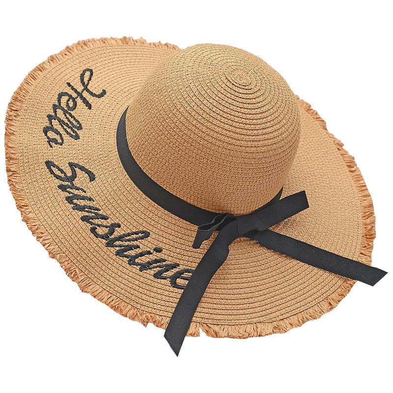 草帽女夏韩版遮脸大檐帽防晒遮阳太阳帽可折叠海边出游沙滩帽子潮
