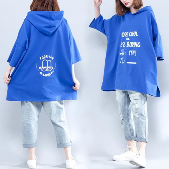 Hooded sweater women's 200 catties large size women's clothing 2023 new trendy half-sleeved Korean version loose summer clothing women's t-shirt tops women