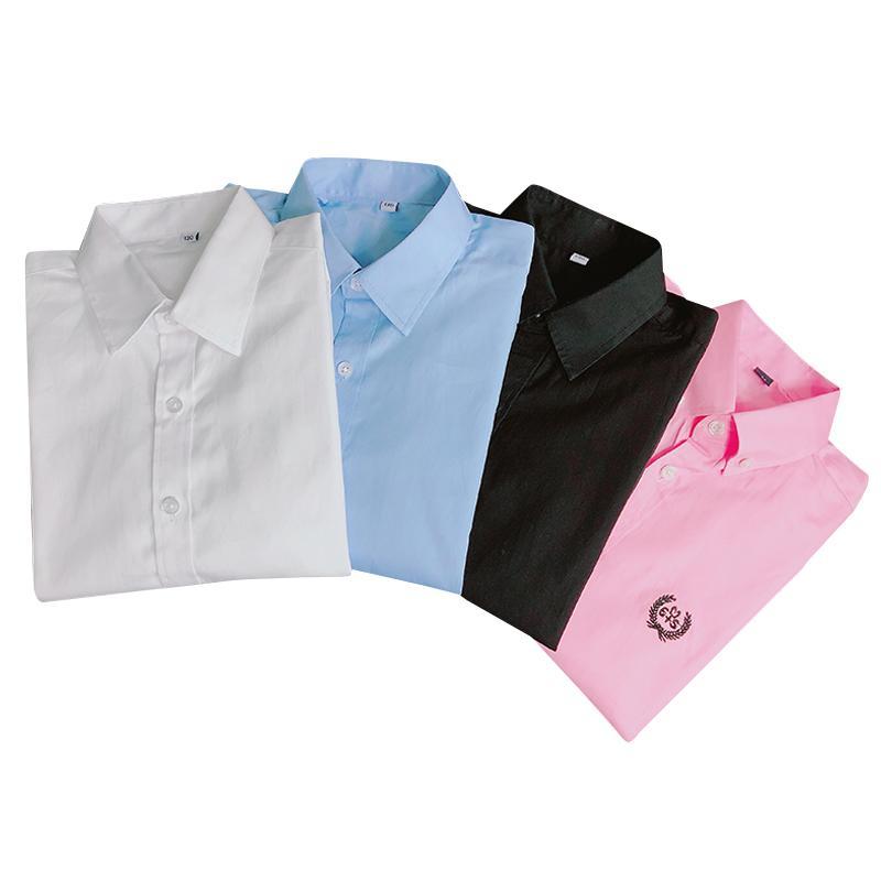 Children's school uniform shirt sky blue performance clothing boy white shirt short-sleeved cotton summer dress pink top
