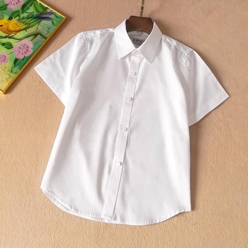 Children's school uniform shirt sky blue performance clothing boy white shirt short-sleeved cotton summer dress pink top