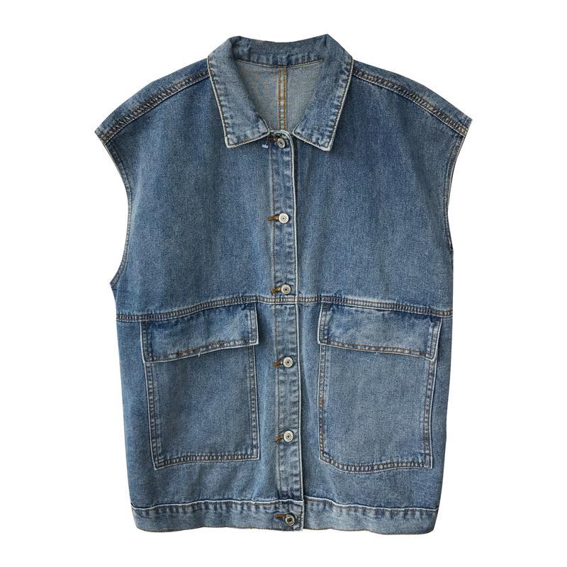 Autumn and winter denim vest women's loose Korean version of the students all-match bf tooling sleeveless waistcoat wearing vest jacket trendy