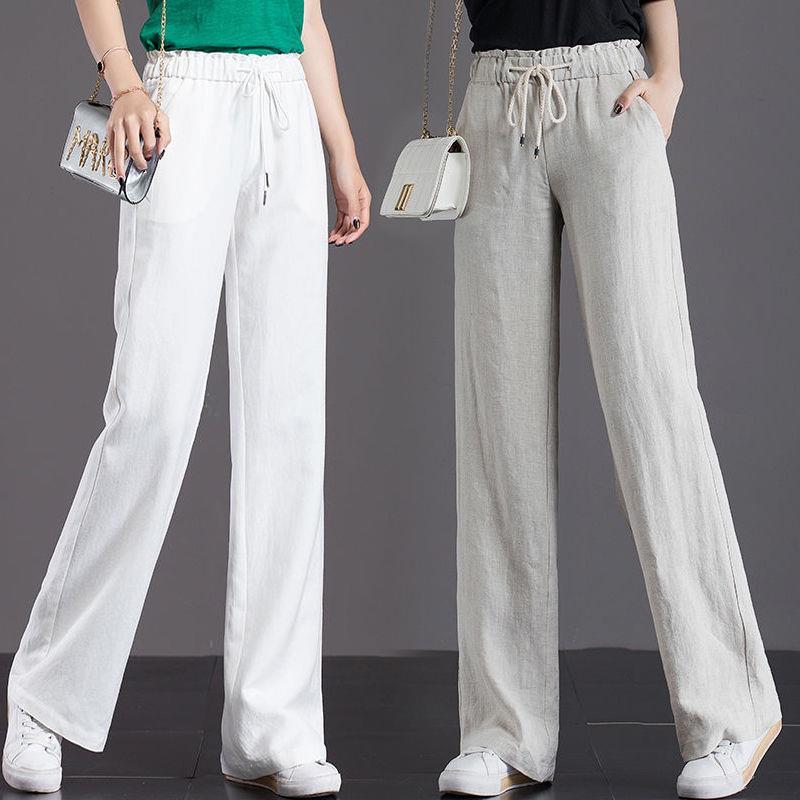 Pure cotton wide leg pants women's spring and summer 2020 new straight pants high waisted loose slim pants casual pants