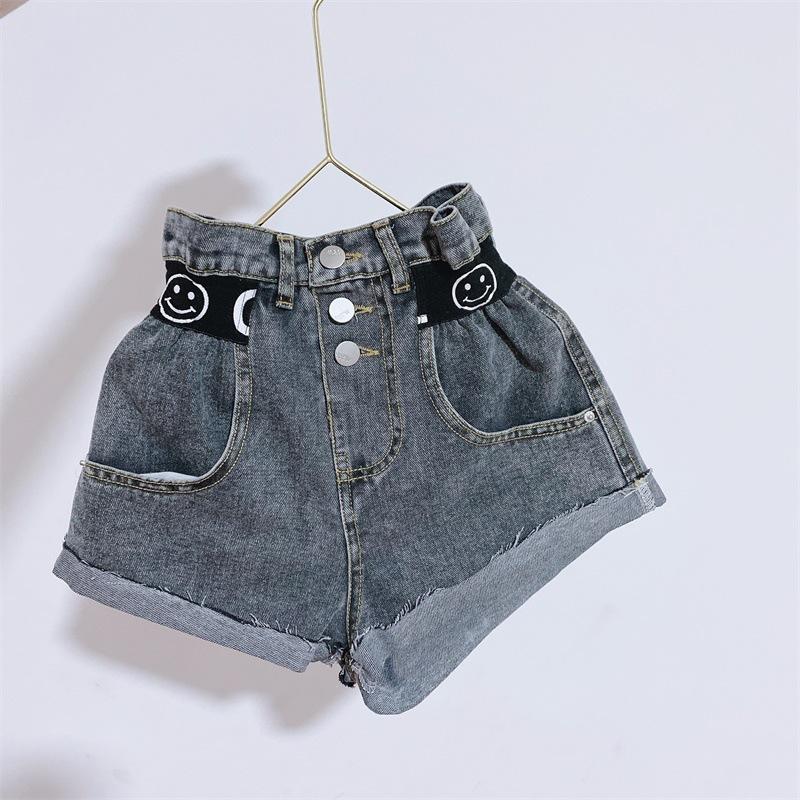 Girls' shorts summer Korean version 10-year-old children's 9 jeans hot pants foreign style high waist 13 girls wear thin pants 8