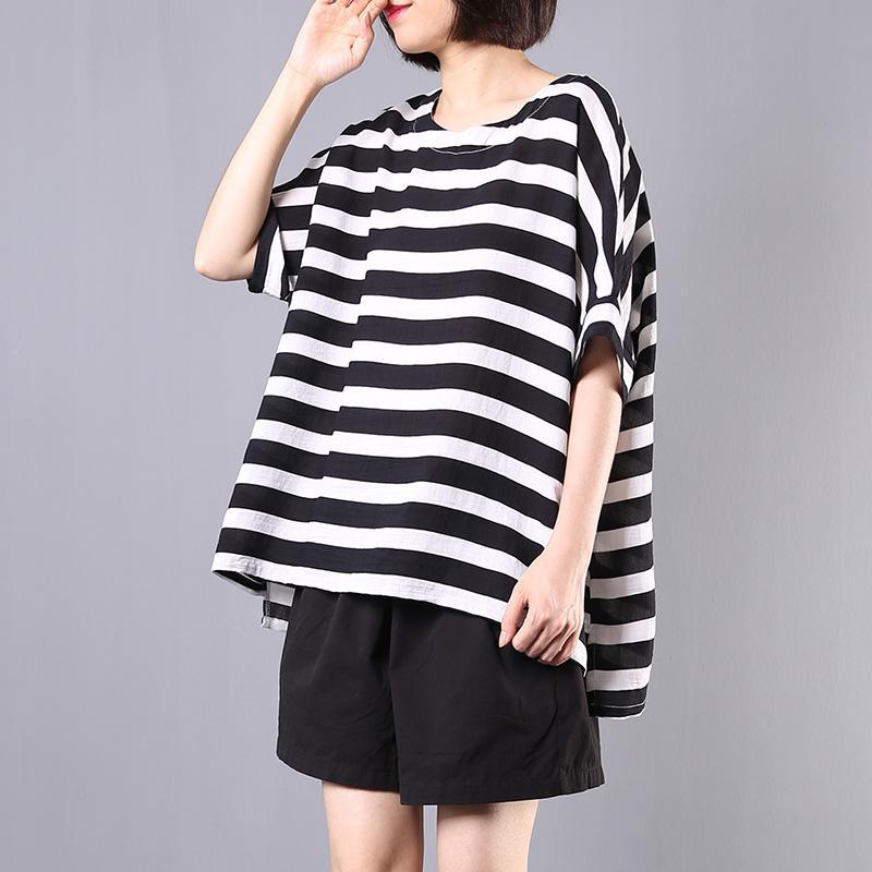 2022新款衣服夏季女裝韓版寬鬆大碼肥胖mm短袖t恤女條紋體恤衫女